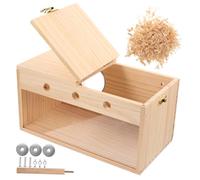 Hohopeti Parakeet Breeding Box with Hanging Mount, Medium Wooden Bird Nesting Box for Cockatiels, Budgies, and Canaries, Indoor Cage Accessory for Bird Mating and Nesting