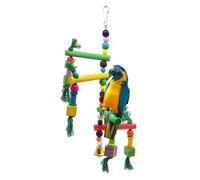 Hohopeti Parrot Ladder with Swing and Climbing Wood Design for Small Birds Safe Bird Playground for Cockatiels Parakeets African Grey Promotes Exercise and Skill Development Random Color