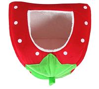 Hohopeti Pet Foldable Dog Bed Cat Bed Strawberry Pattern Easy to Move Red Size Xs for Small Animals