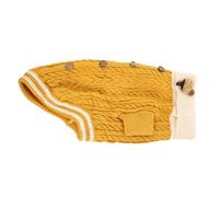 Hohopeti Pet Turtleneck Sweater for Dogs, Thickened Cotton Warm Puppy Winter Clothes, Yellow Medium Dog Costume with Four Legs, Autumn and Winter Pet Sweater