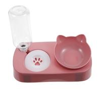 Hohopeti Pet Water Dispenser with Neck Protection Stable Feeding Bowl for Cats and Dogs Anti-spill Dual Food Water Feeder Detachable Design Anti-slip Base Easy to Clean Pink