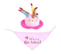 Hohopeti Pink Dog Birthday Hat and Bib Collar Set Made of Comfortable Polyester Cotton Keeps Dog Clean during Party and Daily Life Celebration