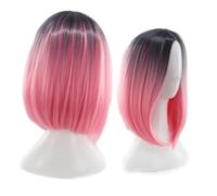 Hohopeti Pink Gradient Wig Bob Wig for Women Short Straight Lace High Temperature