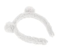 Hohopeti Plush White Bear Ears Headband with Bow, Soft Fuzzy Cartoon Hairband for Face Washing and Skincare, Adjustable Adult and Hair Accessory for Makeup and Mask Application