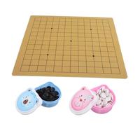 Hohopeti Portable Go Game Set Double Sided Board with Cute Bear Box Lightweight Stones Strategy Chess Kit for Family Travel and Beginner Learning