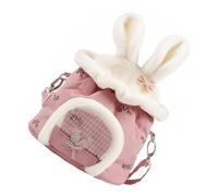 Hohopeti Portable Hamster Travel Carrier Bag with Plush Rabbit Ears Warm and Comfortable Squirrel Carrier for Small Pets Crossbody Outdoor Pet Tote for Camping and Sightseeing