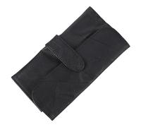 Hohopeti Portable Makeup Brush Rolling Case Organizer Black Imitation Leather Cosmetic Pouch for Travel Brush Holder with Compact Design Stylish Toiletry Storage Bag for Beauty Tools and