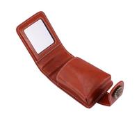 Hohopeti PU Leather Lipsticks Carrying Case with Built-in Mirror Portable Lipstick Pouch in Wine Red for Travel Makeup Elegant Cosmetic Organizer for Women The Go