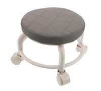 Hohopeti PU Leather Rolling Stool 360° Swivel and Universal Caster Wheels, 10 Low Height Beauty Footrest for Salon, Spa, Garage, and Home Use, Comfortable Small Round Stool in Grey