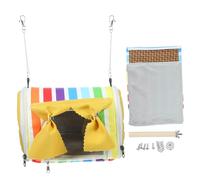 Hohopeti Rainbow Yellow Small Bird Parakeet Hammock Nest Tent Cloth Hanging Bed for Indoor Parrots Budgies Canaries Comfortable Safe Sleeping Accessory for Pet Birds and Parrot Cage Use