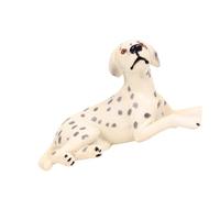 Hohopeti Realistic Hand-painted Dog Figurine Lifelike Model for Home Office Decoration Solid Dalmatian Dog in Lying Posture for Early Education and Creative Display