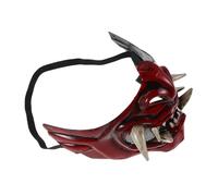 Hohopeti Red Japanese Samurai Demon Mask Half Face Cosplay Accessory for Halloween Mardi Gras Masquerade Ball Breathable Material Traditional Scary Tengu Design for Men and Women
