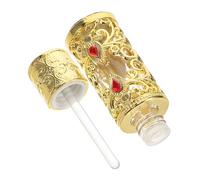 Hohopeti Refillable Arabian Fragrance Bottle 3ml Vintage Glass Essential Oil Container Travel Perfume Holder with Gold Cap for Personal Use