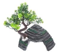Hohopeti Resin Reptile Hideout Cave with Tree Decor for Leopard Gecko and Lizard Tanks Stain-resistant Amphibian Habitat Accessory Small Basking Platform for Snake and Tortoise Terrariums