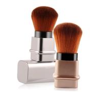 Hohopeti Retractable Nail Dust Brush and Powder Blush Brush Silver Cover for Cosmetics and Foundation Suitable for Travel and Daily Use