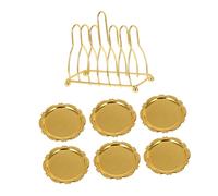 Hohopeti Retro Cocktail Coaster Set Holder The Color Drinks Coasters Weddings Key Vintage Serving for Mats Removable Rack Golden Zinc Alloy