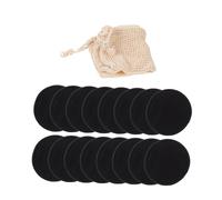 Hohopeti Reusable Bamboo Fiber Makeup Remover Pads 16pcs, Black 3-layer Facial Cleansing Cotton Rounds with Mesh Laundry Bag and Box for Gentle Face Skin Cleaning and Washable Makeup Removal