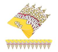 Hohopeti Reusable Cone Shape Popcorn Paper Bags, Sturdy Tapered Tip Snack Containers Popcorn Print Paper Treat Bags for Candy, Potato Chips, Party Use,
