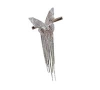 Hohopeti Rhinestone Butterfly Hairpin with Tassel Sparkling Silver Hair Clip for Women and Use Decorative Hair Accessories Charming Visual Effect for Parties and Daily Wear