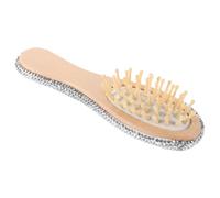 Hohopeti Rhinestone Hair Comb with Wooden Massage Brush Dual Purpose Makeup and Scalp Care Tool for Women and Men Portable Detangler for Travel and Daily Grooming