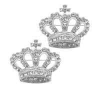 Hohopeti Rhinestone Tiara Crown Brooch 2Pcs Lapel Pins for Women’S Shirts and Hats 4X3Cm Suitable for Weddings and Special Occasions