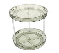 Hohopeti Rotating Tiered Makeup Organizer Tray with Non-slip Base Multi-functional Cosmetic Storage for Vanity Bathroom Kitchen Countertop Small Green Design