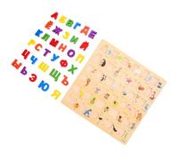 Hohopeti Russian Alphabet Puzzle Wooden Toddler Puzzle Colourful Letter Blocks Matching Toy Word Illustrations Hand Grip Game for Boys and Girls