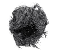 Hohopeti Short Grey Old Man Wig for Men, Synthetic Short Party Wig, Stage Performance Costume Prop,