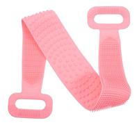 Hohopeti Silicone Bath Back Brush Long Exfoliating Back-Pulling Towel for Shower and Massage Textured Skin Cleaner for Reach Areas Pink Bath Rub Towel for Home and Bathroom Use