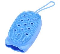Hohopeti Silicone Bath Brush with Soap Storage Automatic Foaming Back Scrubber Portable Shower Brush for Exfoliating and Deep Cleaning Skin Suitable for Home and Hotel Use Sky Blue