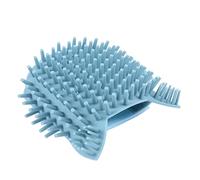 Hohopeti Silicone Cat Corner Brush Self-massager with Loop and Hook Design for Wall and Furniture Soft Massage Comb for Cats Dual-use Grooming Tool for Dry and Wet Fur Blue