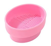 Hohopeti Silicone Makeup Brush Cleaner Bowl and Dryer Compact Multifunctional Makeup Sponge Cleaner Holder Space-saving Pink Beauty Tool for Washing and Drying
