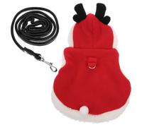 Hohopeti Small Pet Christmas Clothes Traction Rope, Warm Fleece-Lined Rabbit Harness Leash, Wear-Resistant Cartoon Design Pet Harness for Small Animals, Size S
