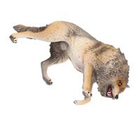 Hohopeti Small Realistic North American Brown Wolf Model for Educational Wildlife Animal Craft Miniature Home Decor Figurine for Garden Desktop Terrarium and Photo Display