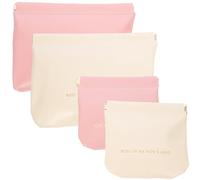 Hohopeti Snap Closure Organizer Pouch 4Pcs 18X14Cm PU Leather Tiny Makeup Bag for Organizing Cables and Hair Accessories Travel Cosmetic Storage