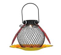 Hohopeti Solar Powered Iron Art Hanging Bird Feeder with Led Light Beetle Design, Outdoor Garden Decor, Wild Bird Feeders for Backyard and Patio Use