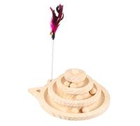 Hohopeti Solid Wood Cat Turntable with Track Ball Interactive Kitten for Indoor Cats Exercise and Mood Relief Pet Activity