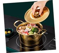 Hohopeti Stainless Steel Double Handles Pot with Lid Korean Ramen and Instant Noodles Cooker Small Multipurpose Soup and Milk Heating Pot for Kitchen Use