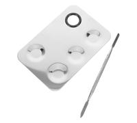 Hohopeti Stainless Steel Foundation Mixing Plate Set with 2 Large Square Palettes and Makeup Spatulas for Cosmetic Blending and Foundation Application in Beauty Salon and Personal Use