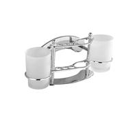Hohopeti Stainless Steel Toothbrush Holder Double Gargle Cup Style for Bathroom Wall Mounted Glass Cup Tumbler Rack Toothpaste Holder