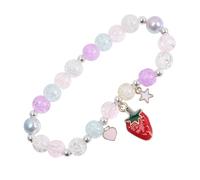 Hohopeti Strawberry Charm Beaded Bracelet for Teens Women, Colorful Cartoon Elastic Friendship Bracelet Party Favor Jewelry
