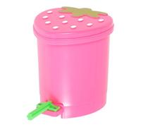 Hohopeti Strawberry-shaped Mini Desktop Trash Can with Lid Lightweight Abs Plastic Rubbish Bin for Bathroom Kitchen Office Parrot Intellectual Development Pink Small Countertop Waste Basket