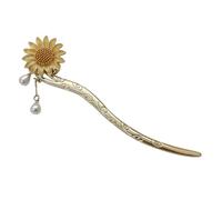 Hohopeti Sunflower Flower Hair Stick Tassel Drop Hair Pin Lightweight Elegant for Women Wedding Party Gift Stylish Bun Holder