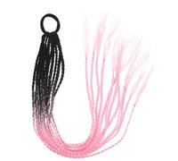 Hohopeti Synthetic Crochet Hair Extensions Dreadlock Braids Ombre Black and Pink, 12 Strands Afro Braided Hairpiece for Party and Festival Hair Accessory