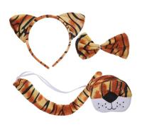 Hohopeti Tiger Costume Set for Flexible Headband Bowtie Nose Prop and Attachable Tail for Halloween Jungle and Zoo Theme Parties Boys and Dress Up Accessory