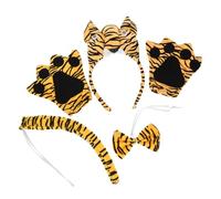 Hohopeti Tiger Headband with Ears and Black Patch Gloves Cute Animal Costume Accessory for Halloween Jungle-themed Parties Stage Performances and Cosplay Events