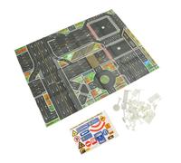 Hohopeti Traffic Road Sign with Educational Road Map Playmat S Traffic Rules Learning Kit for Classroom Teaching and Creative Play