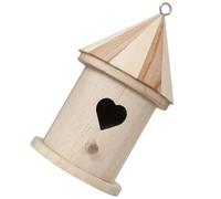 Hohopeti Unfinished Paintable Wood Birdhouse with Heart-shaped Door Birds Nesting Box for Outdoor Garden DIY Wooden Bird Feeder Craft Kit for Balcony Porch Decor