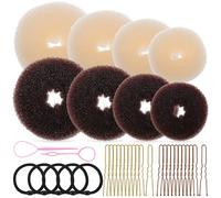 Hohopeti Versatile Hair Bun Maker for Women Donut Shapers U-shaped Pins Hair Ties Pink Pull Needle Easy Metal Plastic Tools for Elegant Buns Chignons Twists Beginner Friendly Hairstyling