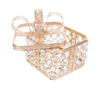 Hohopeti Vintage Bow-shaped Jewelry Organizer Box with Crystal Decoration Mirrored Treasure Chest for Rings Earrings Necklaces and Candy Storage Elegant Retro Case for Vanity and Bedroom